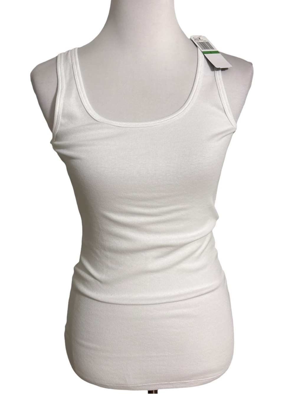 Felina White Ribbed Tank Scoop Neck
